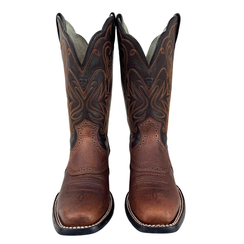 Ariat Women 7B Two Tone Leather Square Toe Western Rodeo Pull On Boots - Picture 2 of 12